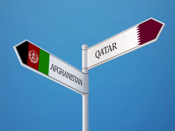 Qatar Afghanistan  Sign Flags Concept — Stock Photo, Image