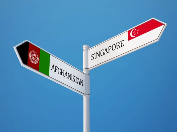 Singapour Afghanistan Signer Drapeaux Concept — Photo