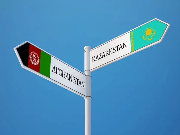 Kazakhstan Afghanistan  Sign Flags Concept — Stock Photo, Image