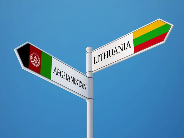 Lithuania Afghanistan  Sign Flags Concept — Stock Photo, Image