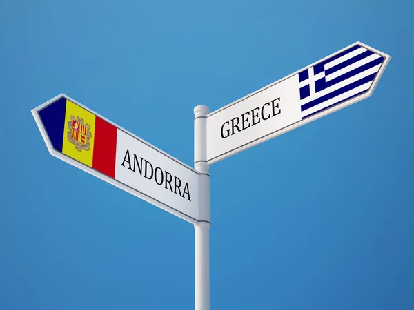 Andorra Greece  Sign Flags Concept — Stock Photo, Image