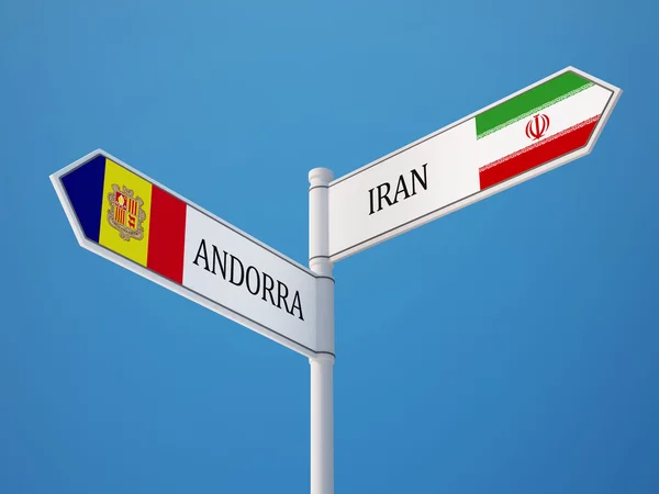 Andorra Iran segno bandiere concetto — Foto Stock