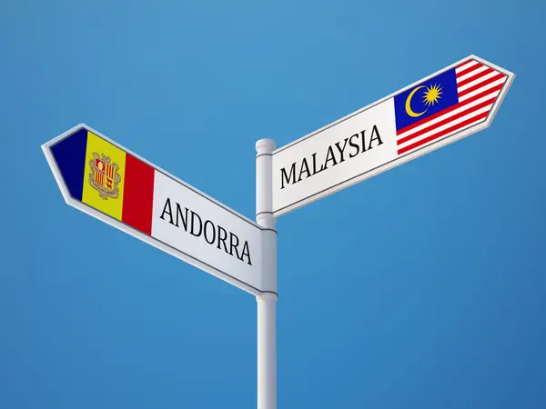 Andorra Malaysia tecken flaggor koncept — Stockfoto