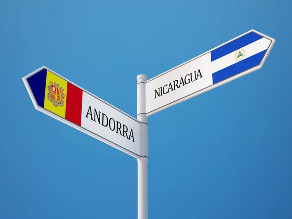 Andorra Nicaragua Firma el concepto de banderas — Foto de Stock