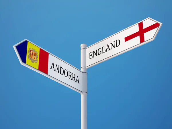 Conceito de Bandeiras de Sinais de Andorra Inglaterra — Fotografia de Stock