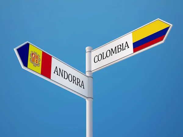 Колумбия Андорра подписала концепцию флагов — стоковое фото