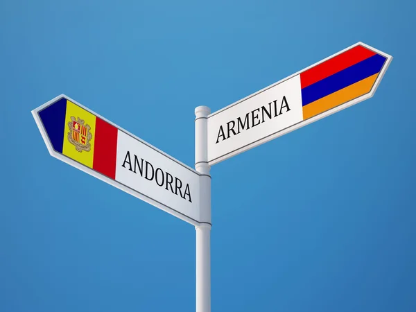 Arménia Andorra Signo Bandeiras Conceito — Fotografia de Stock