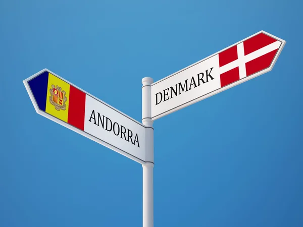 Denemarken Andorra teken vlaggen Concept — Stockfoto