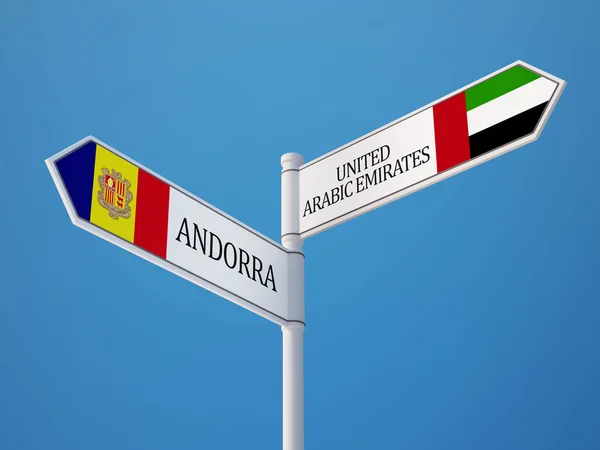 Emiratos Árabes Unidos Andorra Sign Flags Concept —  Fotos de Stock