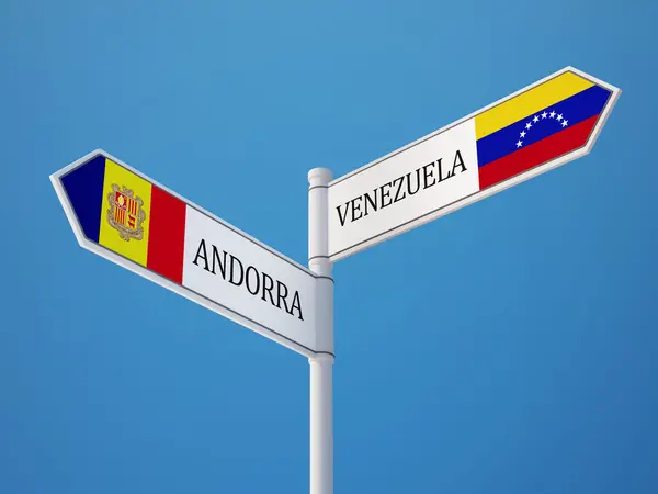 Venezuela Andorra  Sign Flags Concept — Stock Photo, Image