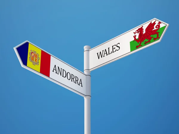 Wales Andorra  Sign Flags Concept — Stock Photo, Image