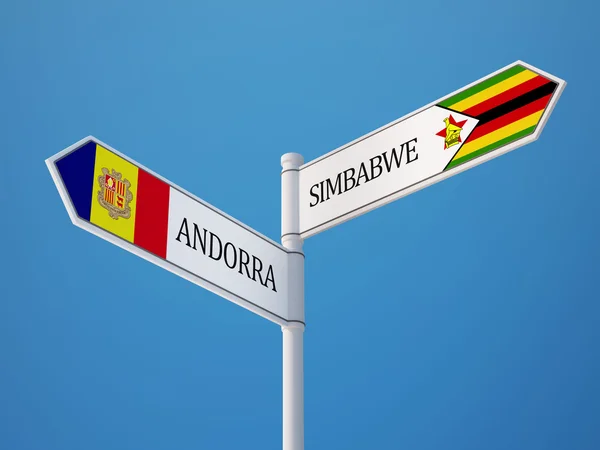 Zimbabwe Andorra Firmare Bandiere Concetto — Foto Stock