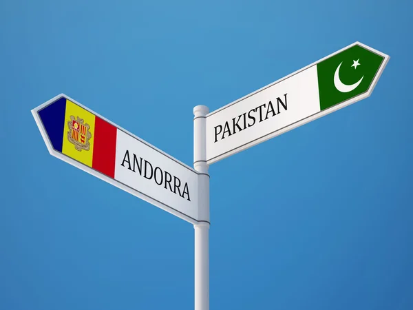 Pakistan Andorra tecken flaggor koncept — Stockfoto