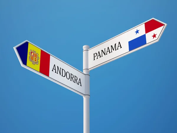 Panamá Andorra Firma Concepto de Banderas — Foto de Stock