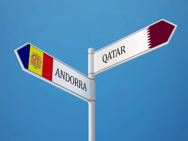 Qatar Andorra  Sign Flags Concept — Stock Photo, Image