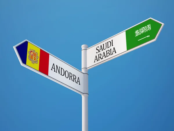 Saudi Arabia Andorra  Sign Flags Concept — Stock Photo, Image