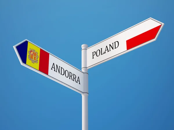 Polen Andorra teken vlaggen Concept — Stockfoto