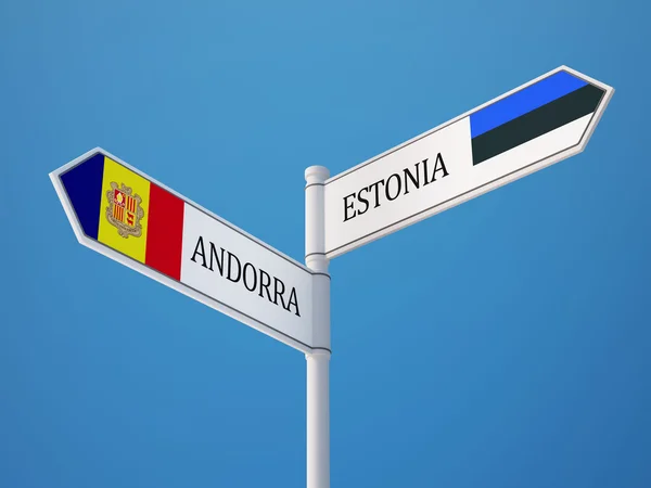 Estonie Andorre Signalisation Drapeaux Concept — Photo