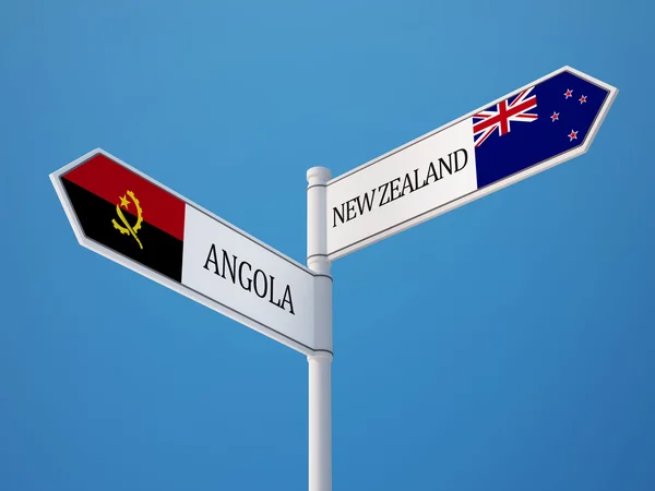 Angola Nový Zéland znamení příznaky koncept — Stock fotografie