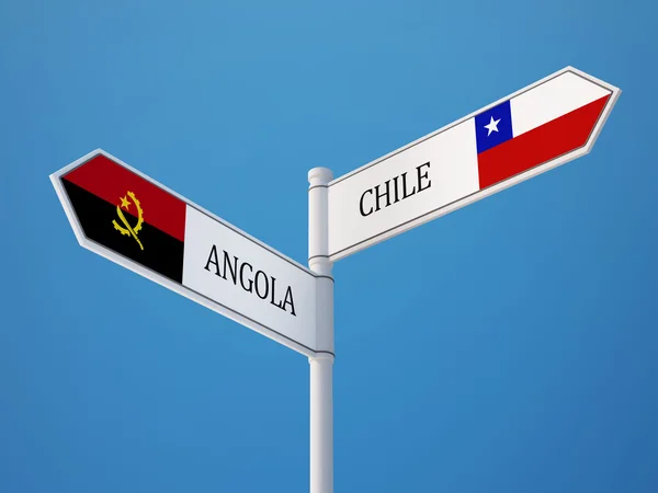 Angola Chile bejelentkezési jelzők koncepció — Stock Fotó