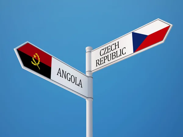 Angola République tchèque Signer Drapeaux Concept — Photo