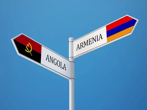 Armenien Angola tecken flaggor koncept — Stockfoto