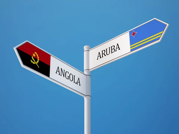 Aruba Angola tecken flaggor koncept — Stockfoto