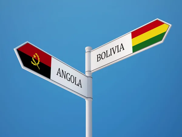 Bolivien Angola Zeichen Flaggen Konzept — Stockfoto