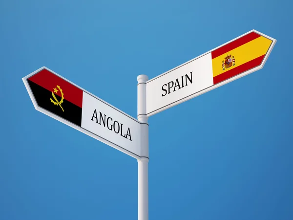 Spagna Angola Segnaletica Bandiere Concept — Foto Stock