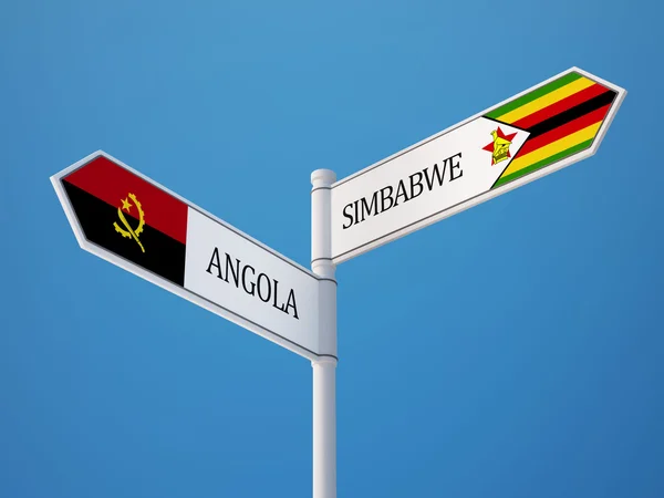 Zimbabwe Angola Signer Drapeaux Concept — Photo