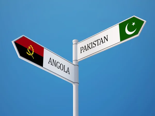Pakistan Angola tecken flaggor koncept — Stockfoto