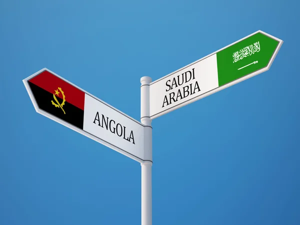 Saúdská Arábie Angola znamení příznaky koncept — Stock fotografie