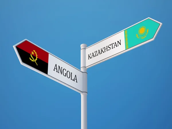 Kazachstan Angoli znak flagi koncepcja — Zdjęcie stockowe
