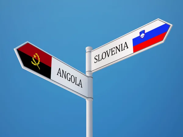 Slovénie Angola Signer Drapeaux Concept — Photo