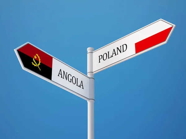 Pologne Angola Signer Drapeaux Concept — Photo