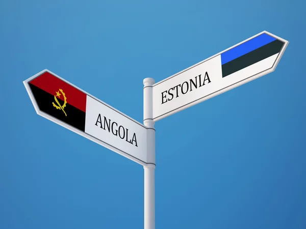 Estonia Angola Firma Bandiere Concetto — Foto Stock