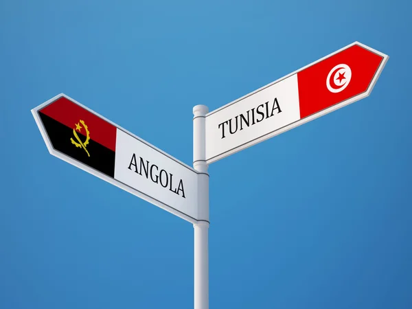 Túnez Angola Sign Flags Concept — Foto de Stock