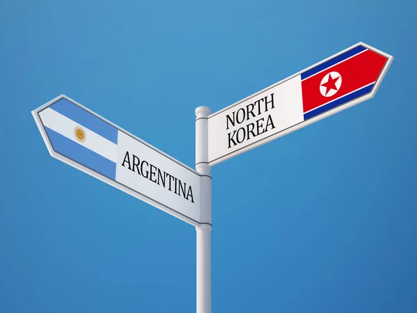 Argentina North Korea  Sign Flags Concept — Stock Photo, Image