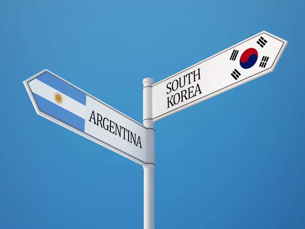 Jižní Korea Argentina znamení příznaky koncept — Stock fotografie