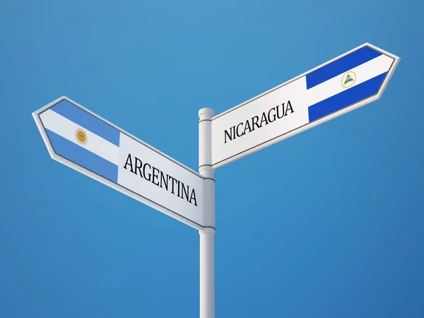 Argentinië Nicaragua teken vlaggen Concept — Stockfoto