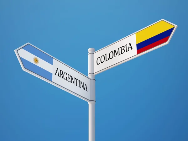 Colombia Argentina  Sign Flags Concept — Stock Photo, Image