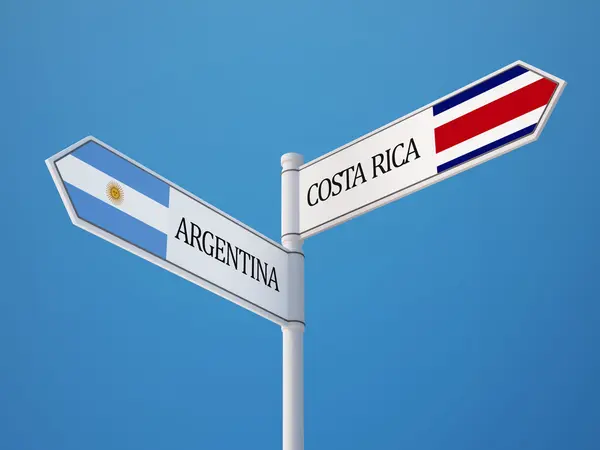 Costa Rica Argentina tecken flaggor koncept — Stockfoto