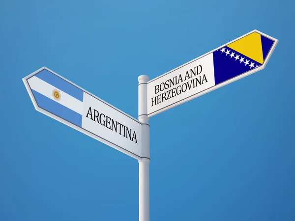 Bosnië en Herzegovina Argentinië teken vlaggen Concept — Stockfoto