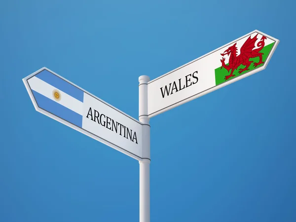 Wales Argentinië teken vlaggen Concept — Stockfoto