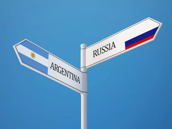 Rosja Argentyna znak flagi koncepcja — Zdjęcie stockowe