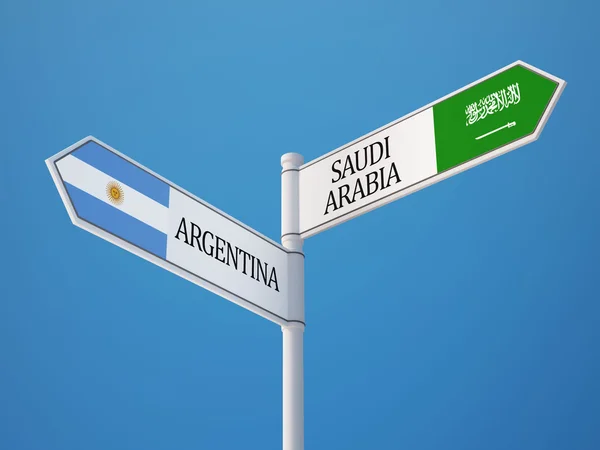 Suudi Arabistan Arjantin işaret bayrakları kavramı — Stok fotoğraf