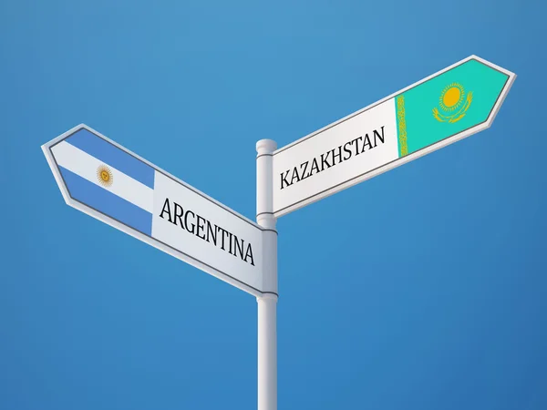 Kazakstan Argentina tecken flaggor koncept — Stockfoto