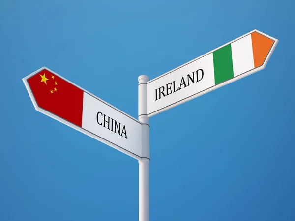 Conceito de Bandeiras de Sinais da China Irlanda — Fotografia de Stock