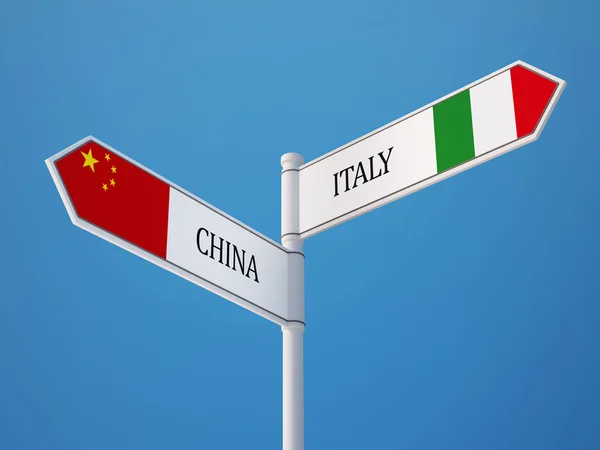 Chine Italie Signer Drapeaux Concept — Photo