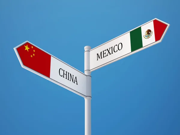 China Mexico China  Sign Flags Concept — Stock Photo, Image